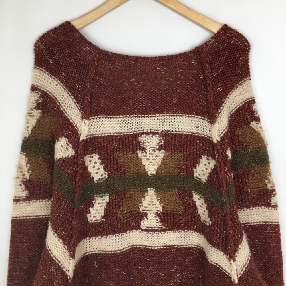 Free People Northern Lights Sweater Mini Dress Wool Blend Knit Rust Red Size M - Picture 13 of 16
